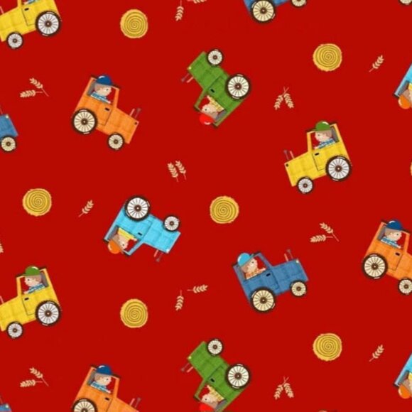 Farmer in Training (Red) - Down on the Farm Collection by Michael Miller Fabric - Picture 1 of 1